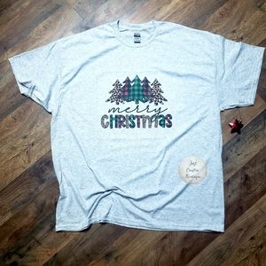 Merry Christmas w/Trees // Buffalo Plaid / Leopard / Christmas Lights Shirt